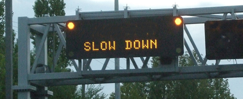 The analogy of a CIR - traffic sign on a motorway giving motorists an instruction